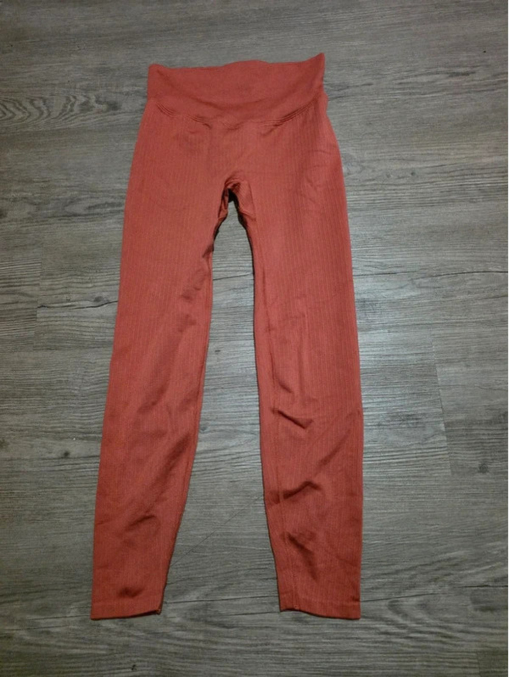 PINK Active Seamless Ribbed Leggings - Terracotta / Burnt Orange (XS)